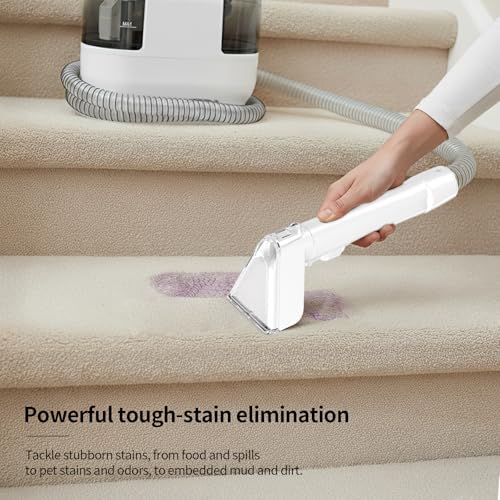 Portable Handheld Carpet Cleaner with Shampooer - Ivory, 18Kpa Suction