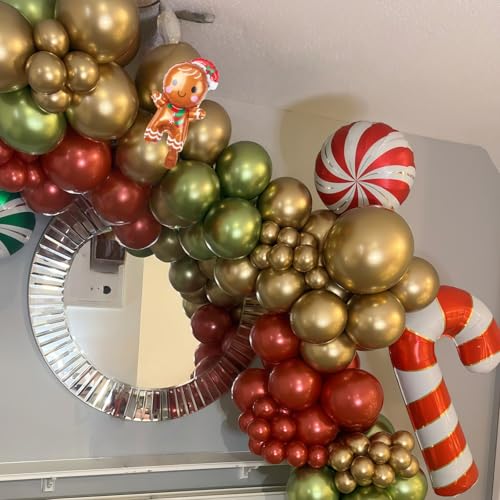 Froova Christmas Balloon Set Red Green Gold 12" Latex & Foil Balloons for Holiday Party