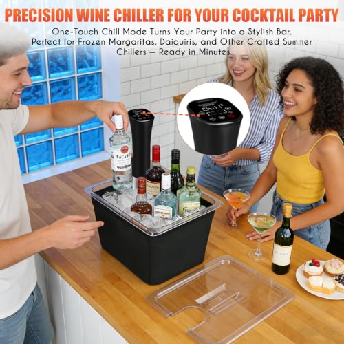 CATTLEMAN Sous Vide Cooker with 12QT Container & Lid - 1000W Precision Cooking & Wine Chiller