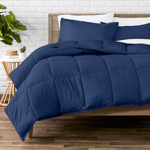Bare Home Oversized Queen Comforter Set - 1800 Ultra Soft Dark Blue