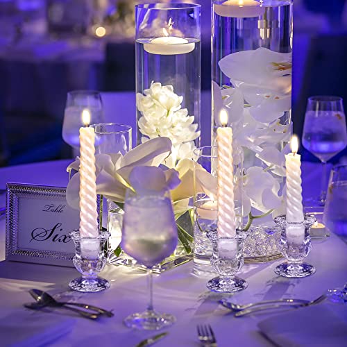Clear Glass Candlestick Holders Set of 72 - 2.5 Inch Taper Candle Stands for Weddings & Parties