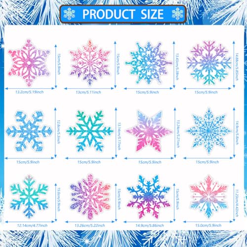 12 Pcs Christmas Snowflake Spiral Hanging Decorations Winter Party Wall & Ceiling Decor