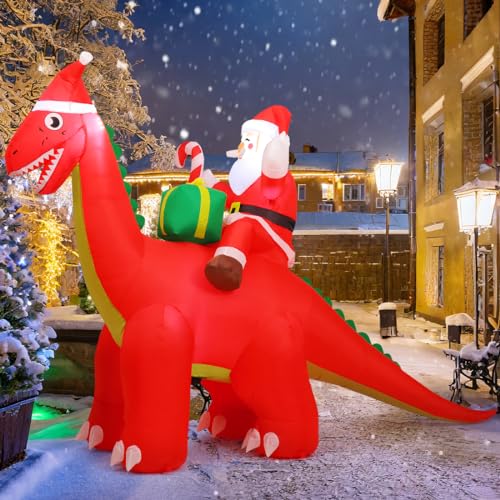 8.5ft Santa Riding Dinosaur Christmas Inflatable Outdoor Decor