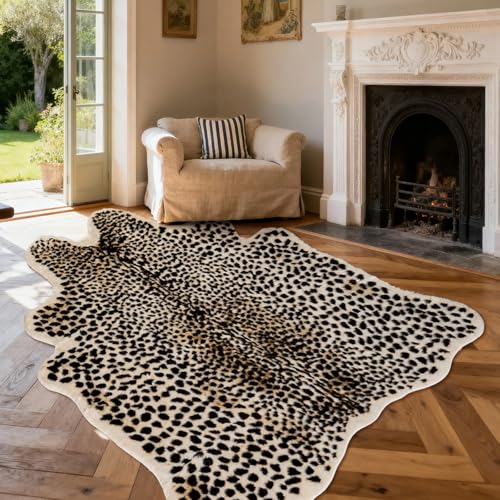 Leopard Print Rug - 6.8x5.2 Ft Faux Cheetah Animal Carpet for Home Decor