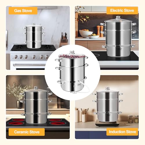 8.5QT Stainless Steel Fruit Juicer Steamer with Glass Lid for Canning & Juice Extraction