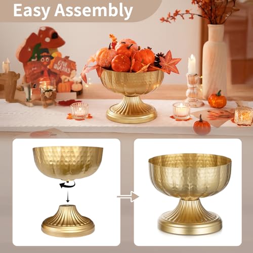 Hammered Gold Compote Vases Set of 10 - Elegant Centerpieces for Decor