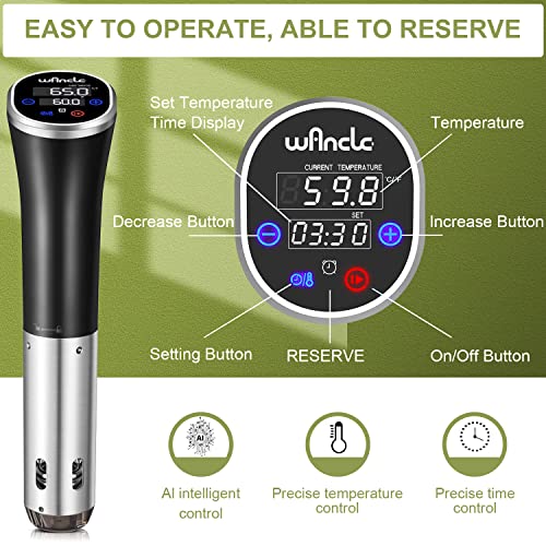 Sous Vide Cooker 1100W Waterproof Immersion Circulator with Reservation Function - Black