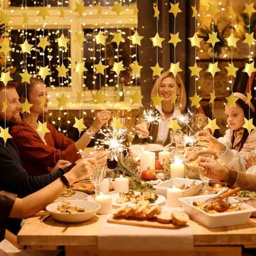 4 Pcs Star Garlands, Glitter Star Garlands Banner Decor£¬ Christmas Garlands, for Happy Birthday Decorations, Graduation Decorations, Wedding, Party Decor (4)