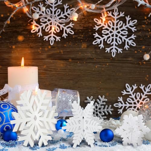 Maitys White 12-Piece Winter Wooden Snowflake Decor Set - 3D Holiday Centerpieces
