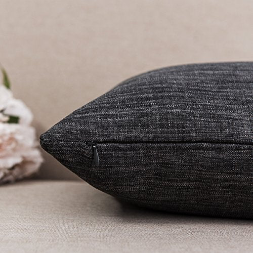 Jeanerlor Lined Linen Dark Grey Throw Pillow Cover 12x20 inch Cushion Case from Home Decor for Couch/Christmas,(30 x 50 cm), Dark Grey