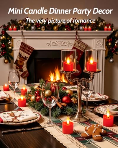 NVJGROP 12 Pack Red Rechargeable Flameless Candles with Remote Timer