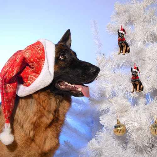 German Shepherd Christmas Ornaments - Black Tan German Shepherd Dog Ornaments for Christmas Tree Pet Decoration Gifts for Dog Mom Dad