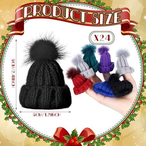 Bencailor Mini Christmas Knit Hats Doll Crafts Xmas Tiny Small Christmas Knit Hats Tree Ornaments for DIY Accessories