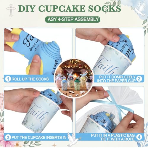 Christian Cupcake Socks Gift Set 12 Pairs Faith-Inspired Inspirational Design for Women - Bulk Religious Socks