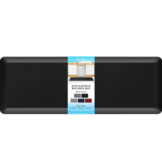 StepRite 4/5 Inch Thick Kitchen Mat Anti Fatigue Mat Kitchen Rugs Kitchen Decor Non-Slip, Stain & Water Resistant, Kitchen Mats Desk Mat for Kitchen, Office, Workshop, Black, 17'' x 47''