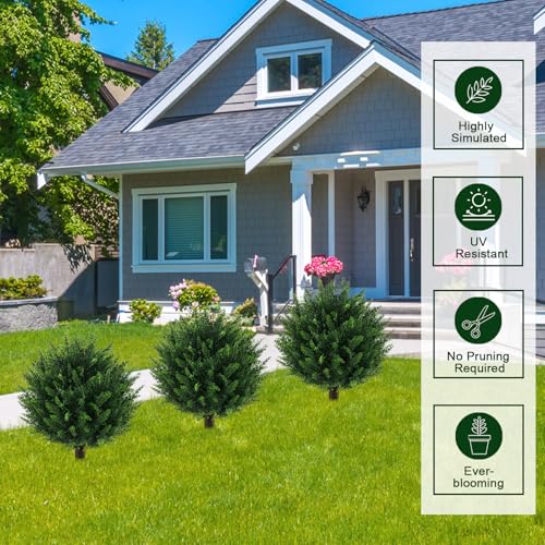 4PCS UV Resistant Fake Bushes Artificial Shrubs for Outdoors