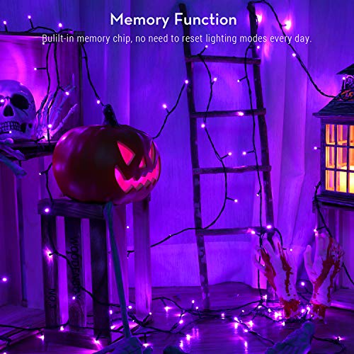 BrizLabs Purple Halloween Connectable String Lights - 78.74 ft, 240 LED, 8 Modes, Waterproof, Indoor & Outdoor Use (Variation: Purple/1)