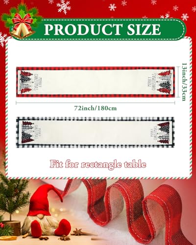 eZAKKA Buffalo Plaid Christmas Table Runner Set of 2 - 72in, Winter Holiday Indoor Decor (Black Tree)
