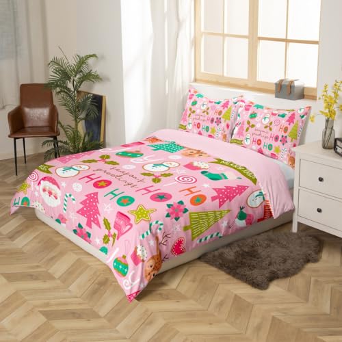 Erosebridal Multi 21 Pink Christmas Duvet Cover Set Full Size Kids & Adults