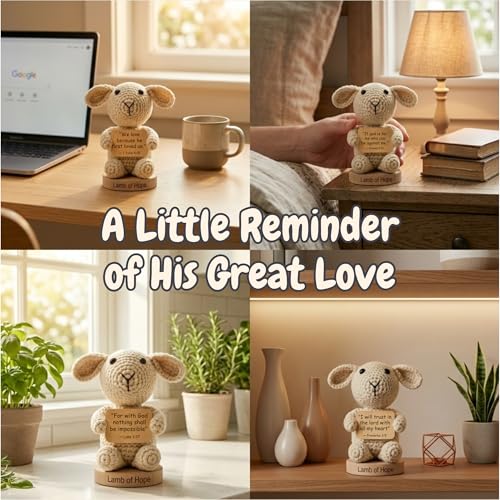 Got You a Little Something Lamb of Hope Off White - Christian Prayer Cards & Figurine Set