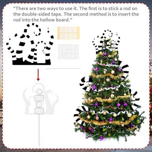 10 Pcs Christmas Black and White Tree Decorations Picks Christmas Tree Topper Decor with Head Arms Legs Sticks Xmas Picks DIY Ornaments for Home Xmas Party Holidays Indoor Decorations