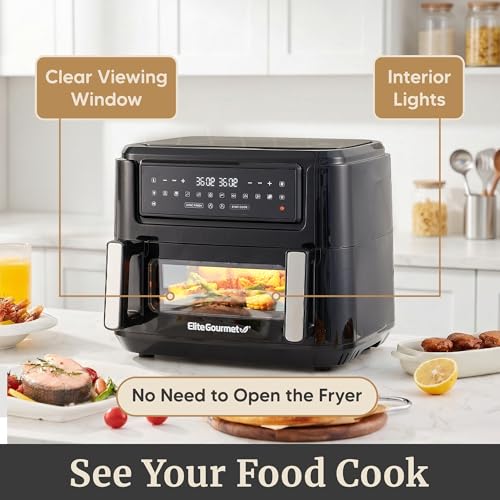 11 Qt Dual Zone Air Fryer Oven - Black, Family Size, 1600W