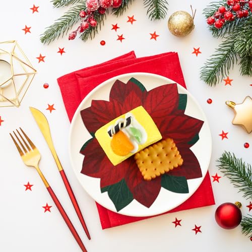Poinsettia 100 Pcs 6'' Christmas Cheese Parchment Paper Doilies - Tenceur