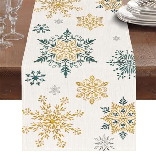 Christmas Snowflake Table Runner 13x72 Inch Holiday Dining Decor
