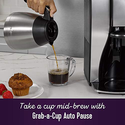Mr. Coffee 10-Cup Programmable Coffee Maker with Thermal Carafe & Strong Brew, Stainless Steel