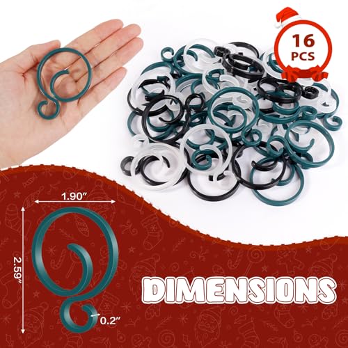 Christmas Light Clips for Banister Christmas Banister Clips Holiday Garland Hanger Hooks for Stockings String Lights Indoor Outdoor Decorations Stair Railing Fence Deck (Green, 16 PCS)