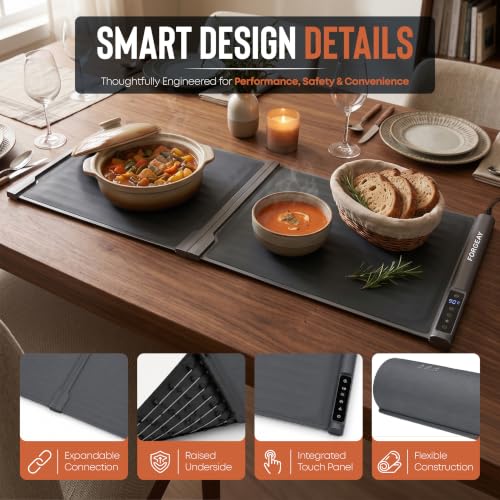 Large Electric Food Warming Mat - 42 x 16 Inch Countertop Buffet Warmer with 8 Temp Settings