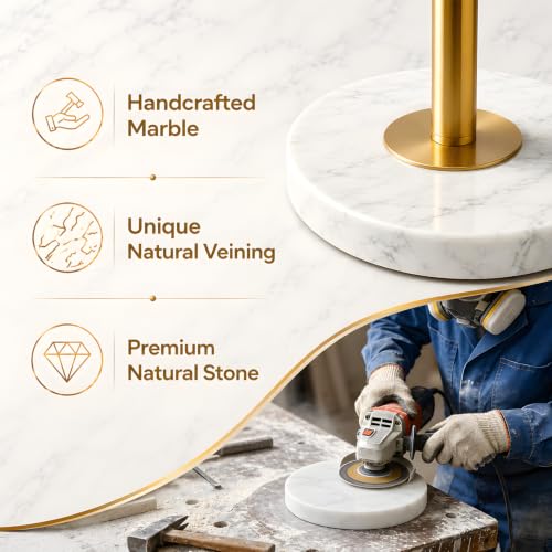Dimmable Gold Floor Lamp with Turkish Marble Base & White Linen Shade - Variation: Gold-Marble-Line Shade