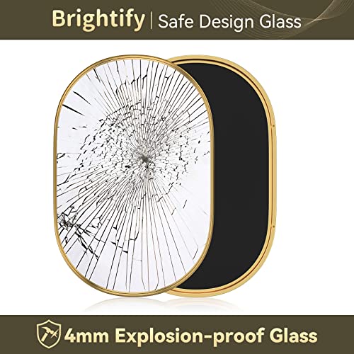 Brightify Gold Oval Wall Mirror 36x24 Inch Modern Bathroom Vanity Mirror