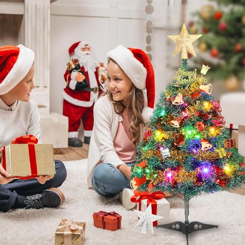 4Pcs Mini Star Christmas Tree Topper 2.36in Gold & Silver Glitter