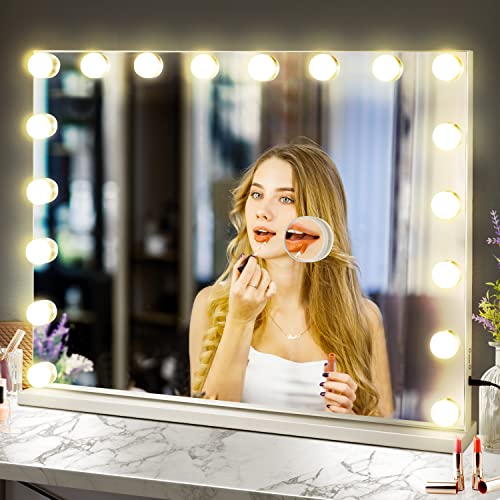 M MIVONDA Hollywood Makeup Vanity Mirror 26x22 with 18 Dimmable LED Bulbs