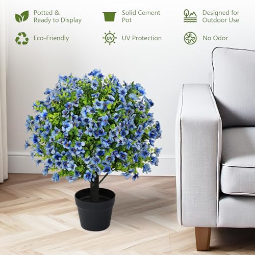 24-Inch Outdoor Artificial Potted Plants UV Resistant Faux Flowers Set of 2