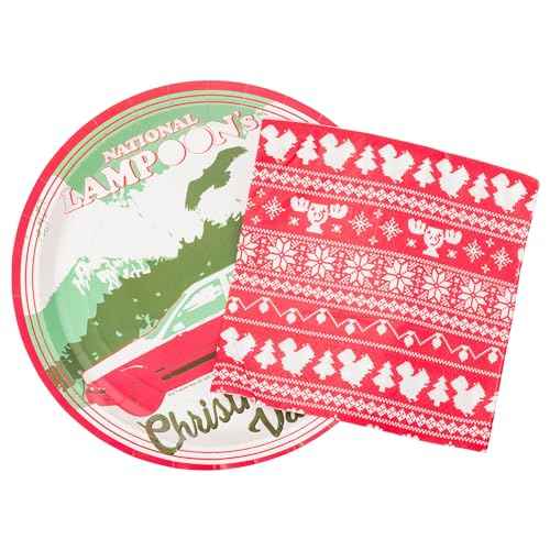 Silver Buffalo Christmas Vacation National Lampoon's 32 Pack Partyware Disposable Paper Plates and Napkins