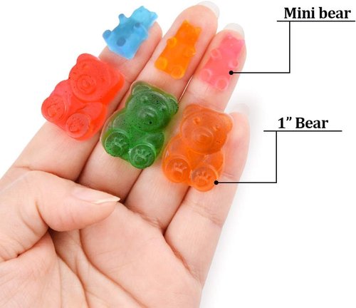 CAKETIME Gummy Bear Molds - 1 Inch Silicone Candy Molds, 4 Pack, LFGB Approved Food Grade Quality
