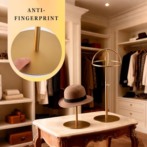 Gold Hat Display Stand 2PCS Stainless Steel Adjustable Cap Racks Modern Showroom