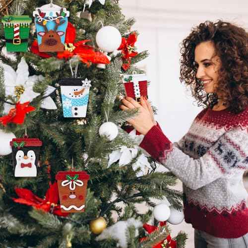 6 Pcs Christmas Card Holder Gift Wooden Snowman Santa Penguin Money and Gift Card Sleeves Christmas Cash Holders Ornament Xmas Decors for Home Tree Winter Holiday