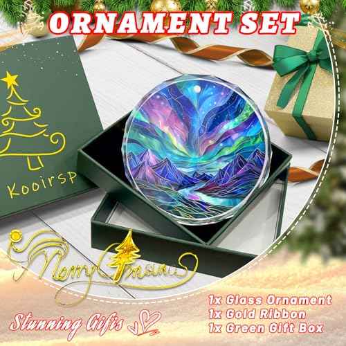 Northern Lights Stained Glass Ornament, Christmas Tree Decor, Northern Lights Ornaments for Christmas Tree, Holiday Presents, Gift Exchange