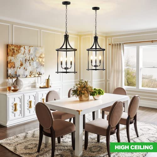PARTPHONER 3-Light Farmhouse Black Pendant Light Fixture - Open Frame Kitchen & Dining Chandelier