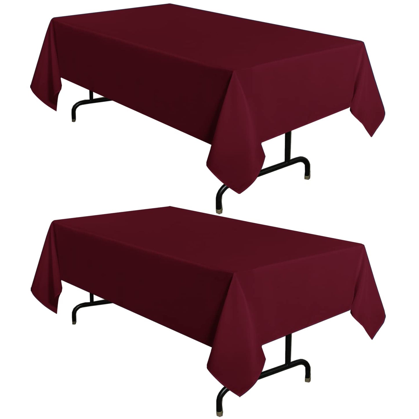 sancua 2 Pack Burgundy Tablecloth 60 x 102 Inch, Rectangle 6 Feet Table Cloth - Stain and Wrinkle Resistant Washable Polyester Table Cover for Dining Tables, Buffet Parties and Camping