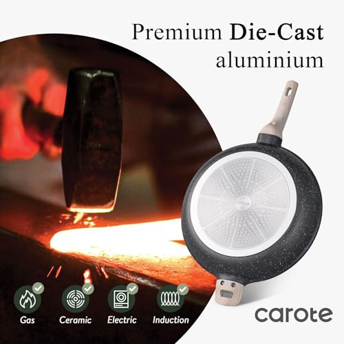 Carote 12.5 Inch Nonstick Frying Pan with Black Granite Coating - Eco-Friendly Skillet