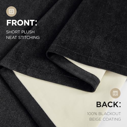 Joydeco Blackout Velvet Curtains 52W x 84L - Pack of 2, Heavy Duty Insulated Drapes for Bedroom & Living Room, Thermal & Light Blocking