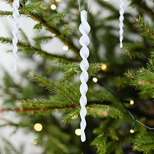 30PCS Christmas Ivory White Icicle Ornaments,Threaded Ice Strips Decorative Christmas Tree Hangings for Xmas Party,Wedding.(5.82")