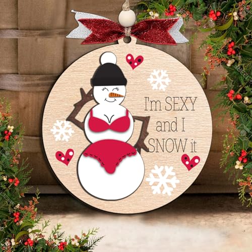 Funny Holiday Ornament 2025 ? Wooden Christmas Tree Decoration for Adults - Exchange Funny Ornaments for Adults - Naughty Ugly Christmas Tree Hanging - Unique Christmas Ornaments