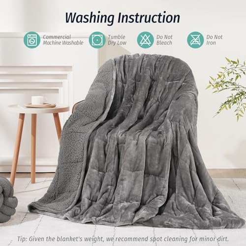 Weighted Blanket for Adults 15 lbs King Grey Sherpa Fleece 80x87 Variation of THIS listing