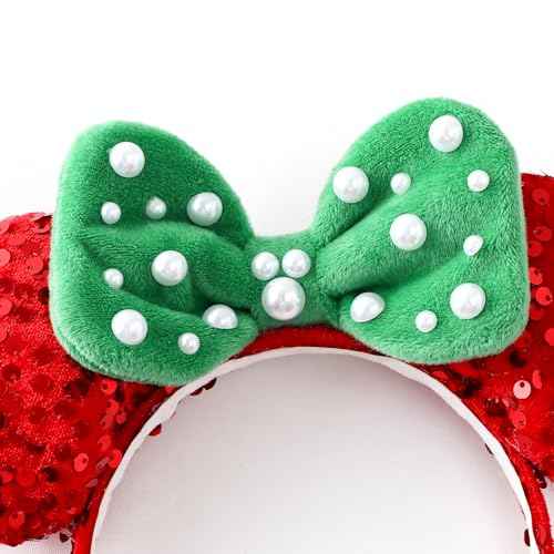 KARETT Sequins Mouse Ears Headband With Glitter Bow Cosplay Costumes Princess Party Decorations For Girls Women