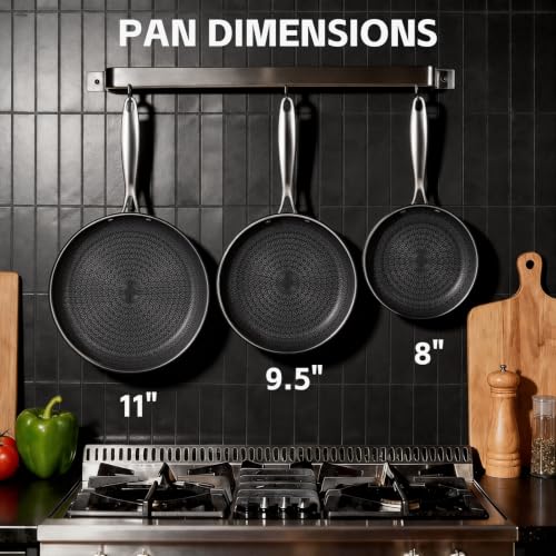 Non-Stick Frying Pan Set - 8, 10, 12 Inch Stainless Steel Skillets - Variation of Frying Pan Set